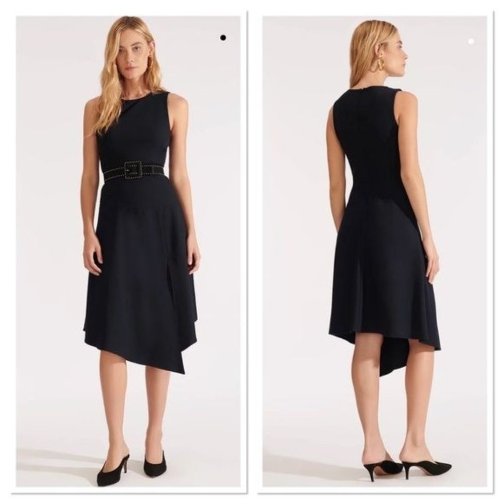 NWT Veronica Beard Navy Blue Angelica Crewneck Sleeveless Midi Dress 2
